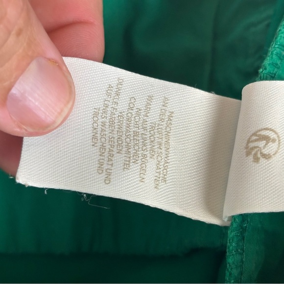 Boden Green Pants with Pink Polka Dot Lining 4 petite - Picture 6 of 11